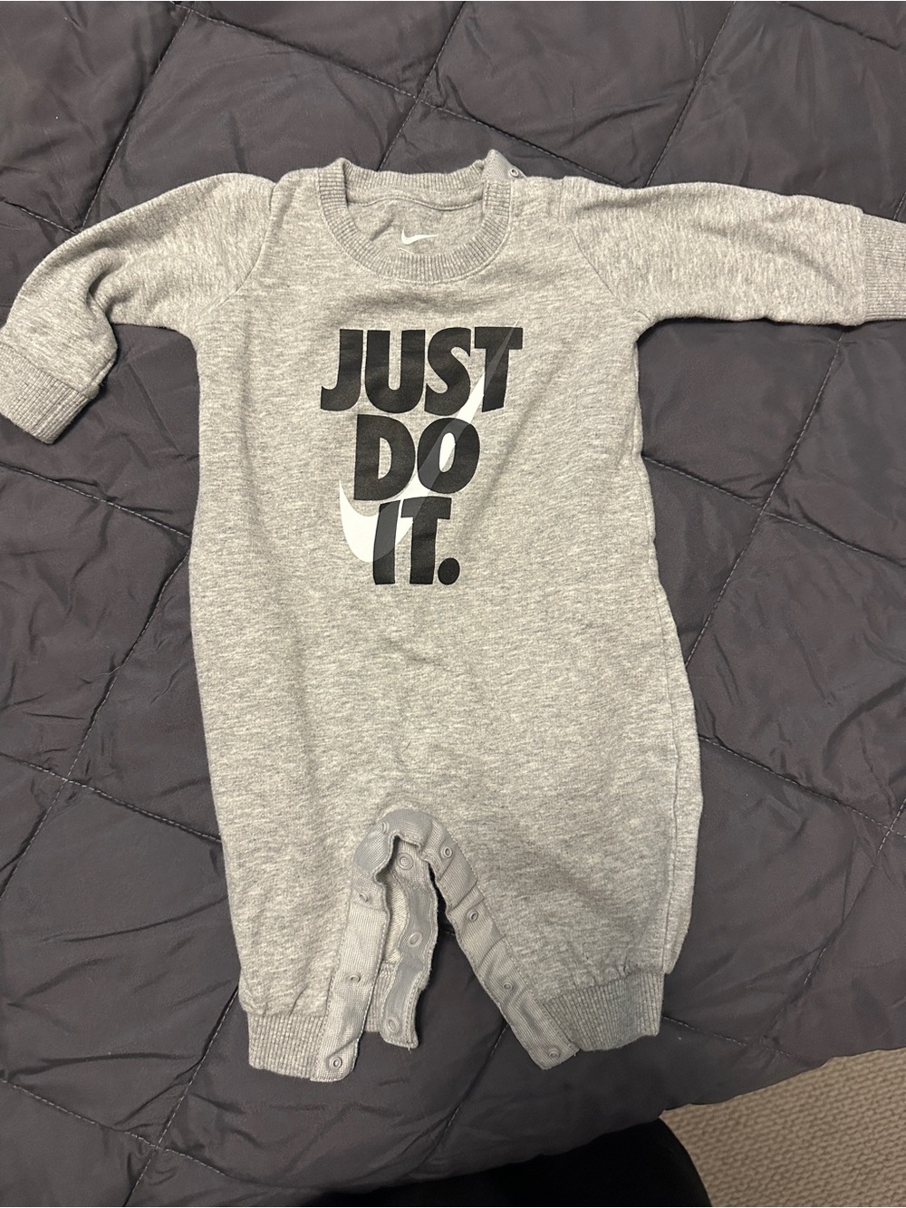 Nike Grey 'Just Do It.' Baby One-Piece Footie
